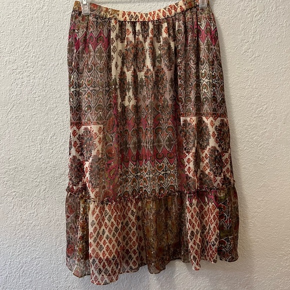 Anthropologie RD & Koko Multi Print tiered midi Skirt - Picture 2 of 10